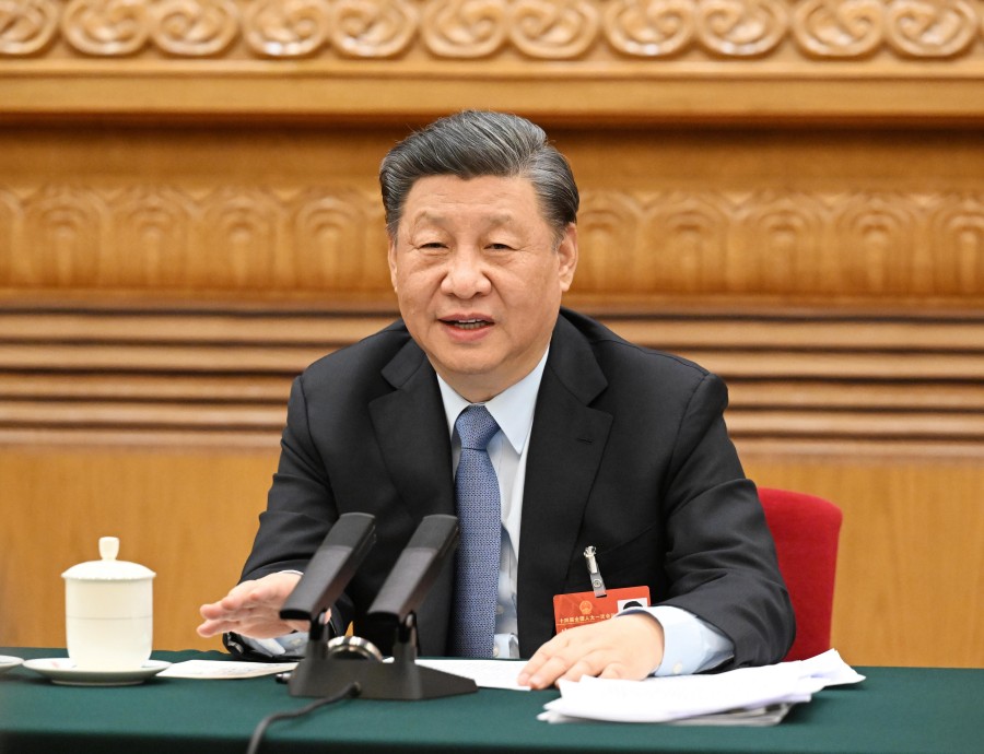 2023年3月5日，習(xí)近平總書記參加十四屆全國人大一次會議江蘇代表團審議。新華社記者 李學(xué)仁 攝